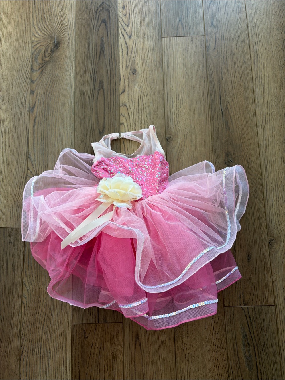 Weissman | Pink Layered Sequin Tulle Dance Costume | Size XSC